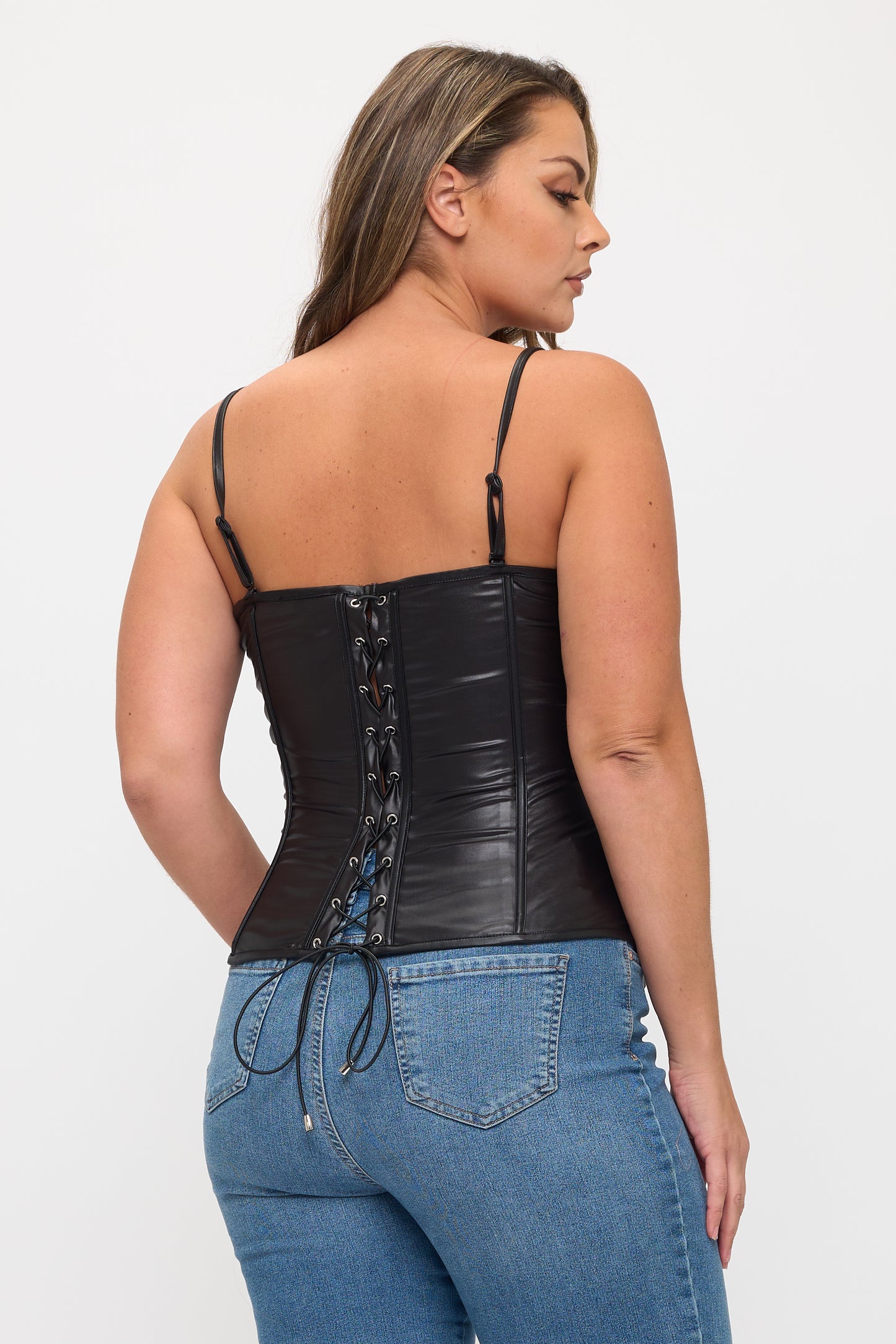 ZIPPER FRONT CLOSURE BONING CORSET TOP-PLUS