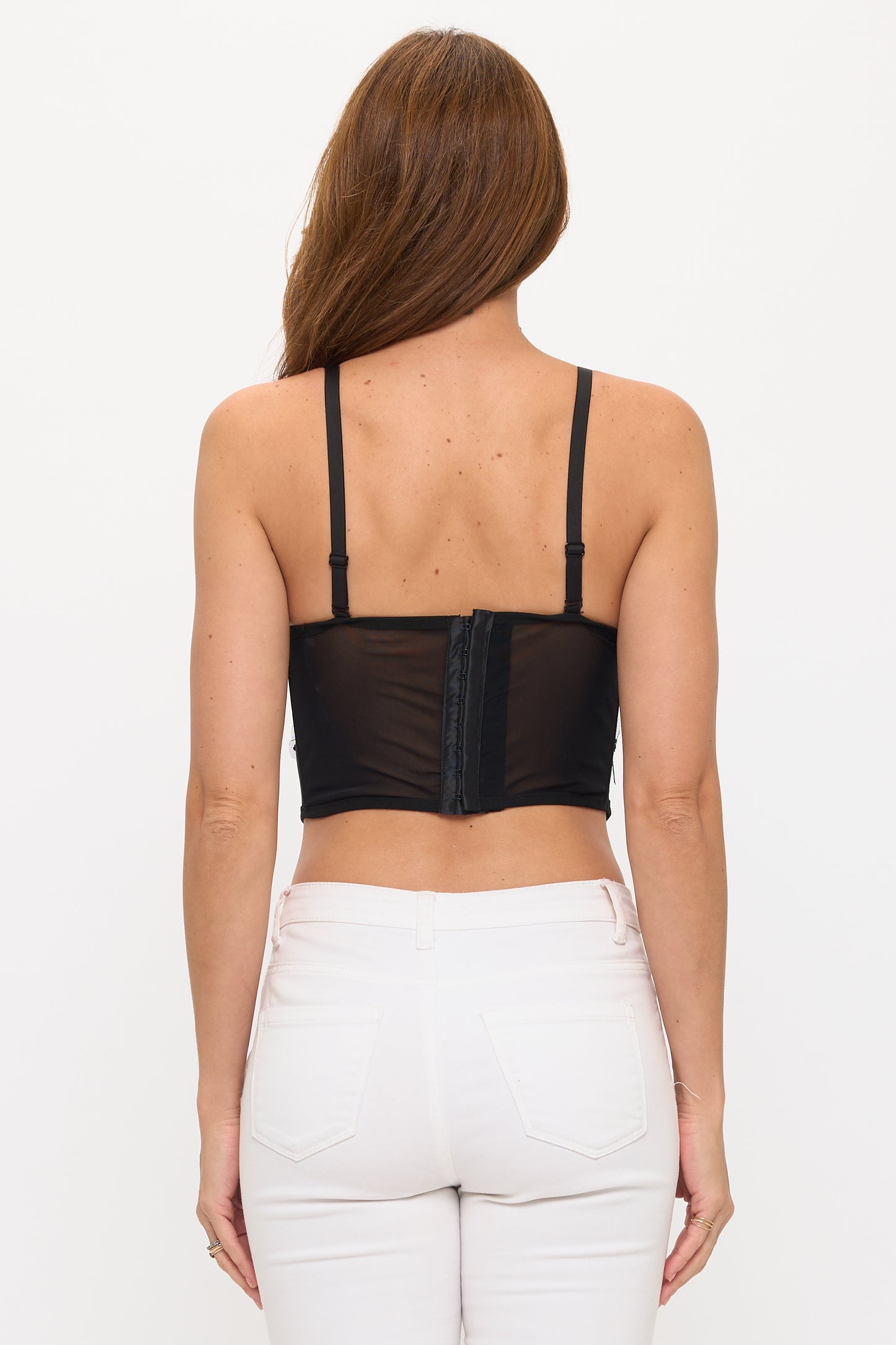 Illusion Mesh Beaded Bustier