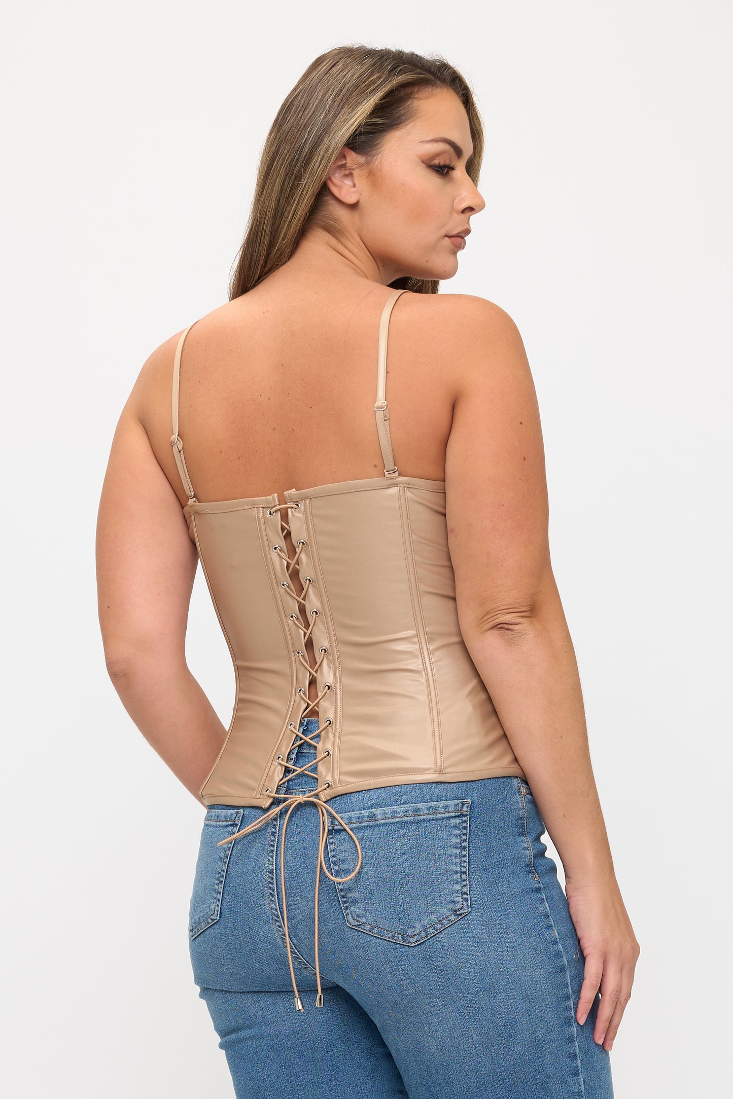 ZIPPER FRONT CLOSURE BONING CORSET TOP-PLUS