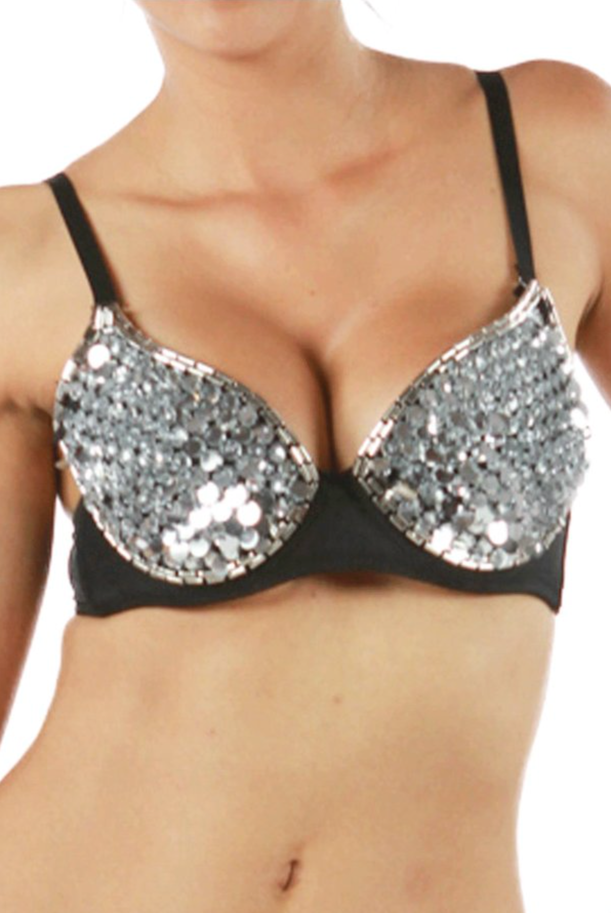 METALLIC SILVER SEQUINED BRA TOP