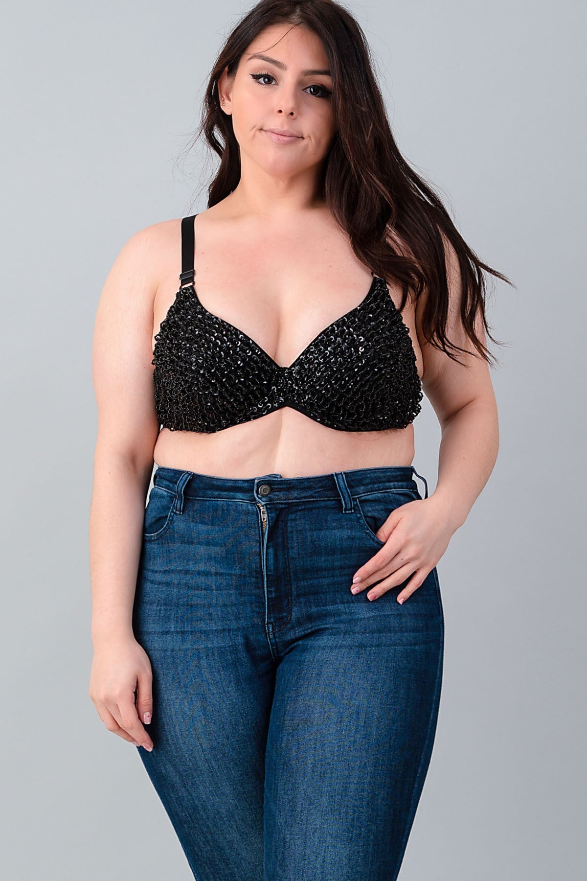 SEQUIN EMBELLISHED PLUS BRA (1XL-1XL-2XL ONLY)