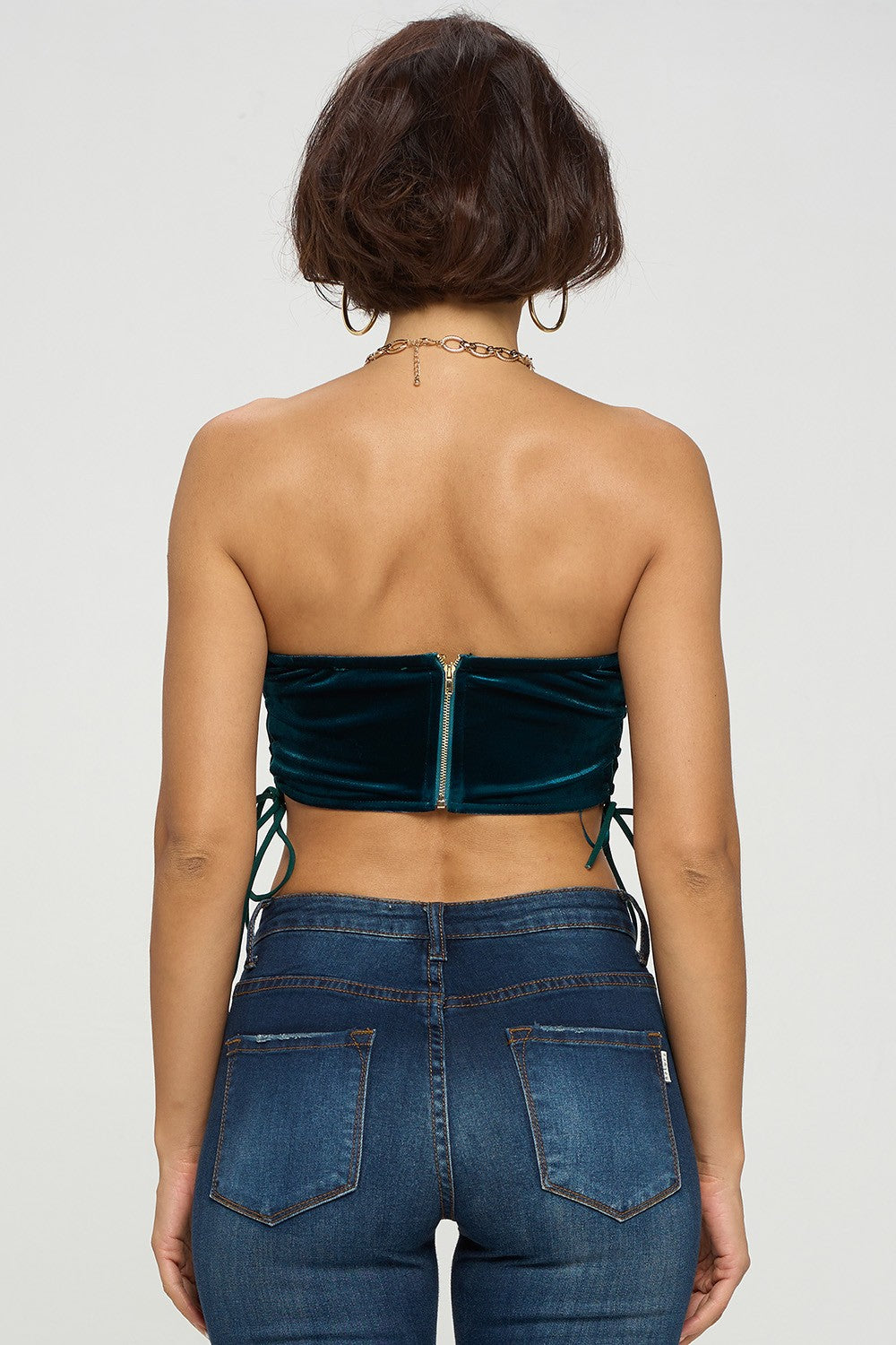 SIDE LACE UP DETAIL BONING BUSTIER TUBE TOP