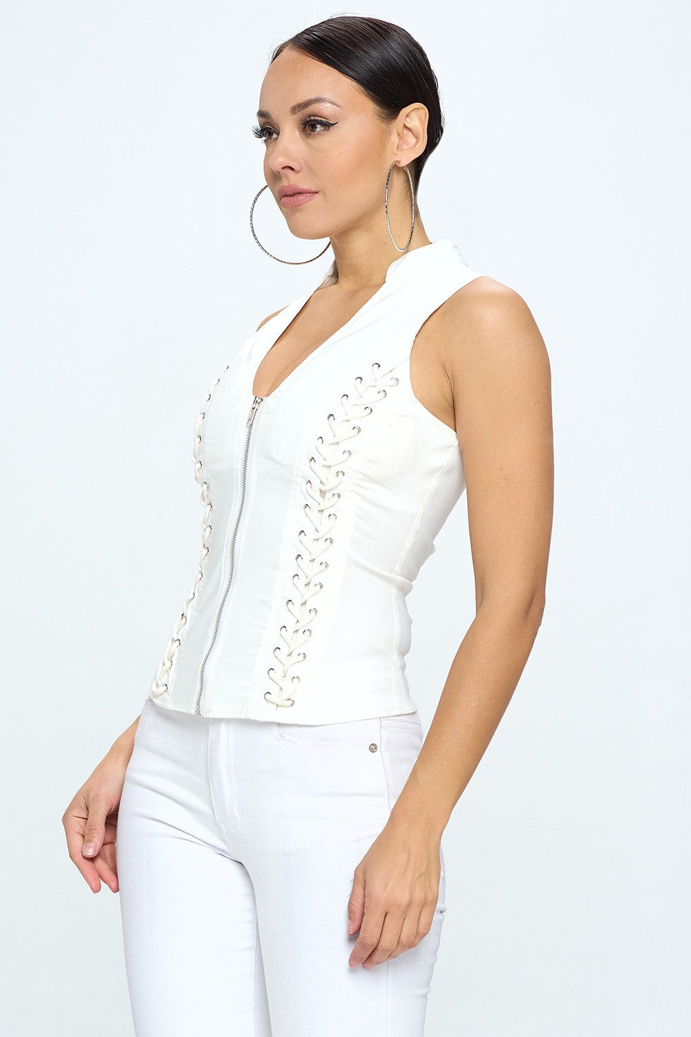 LACE-UP DETAIL CRISS CROSS BACK CUTOUT SLEEVELESS TOP