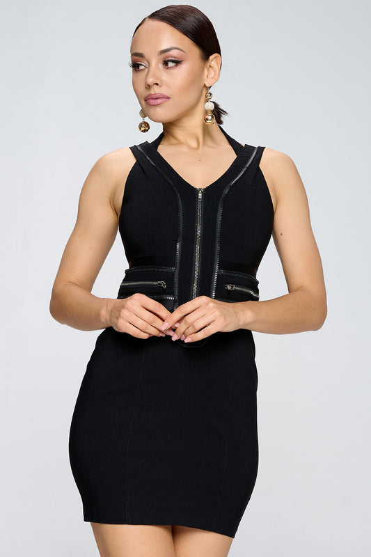 FRONT ZIPPER DETAIL DRESS