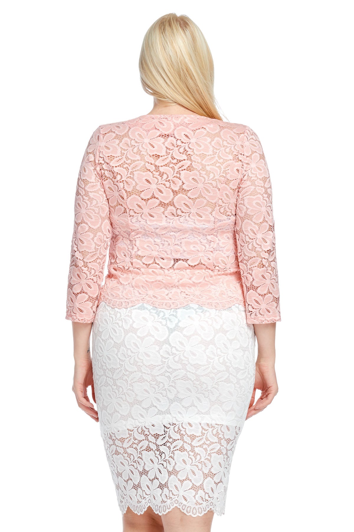 3/4 SLEEVE LACE JACKET PLUS