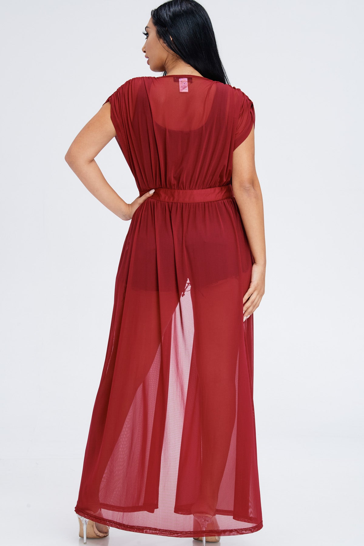 SHEER MESH MAXI COVER UP GOWN