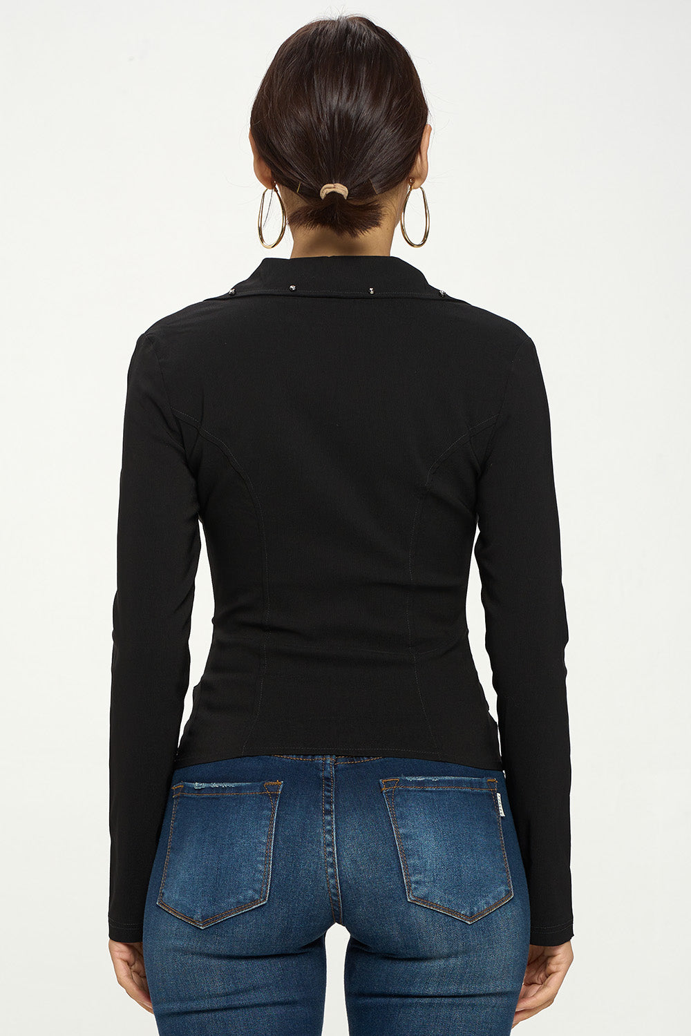 ZIPPER FRONT CLOSURE BUCKLE SIDE DETAILS LONG SLEEVE JACKET – OhYes Fashion