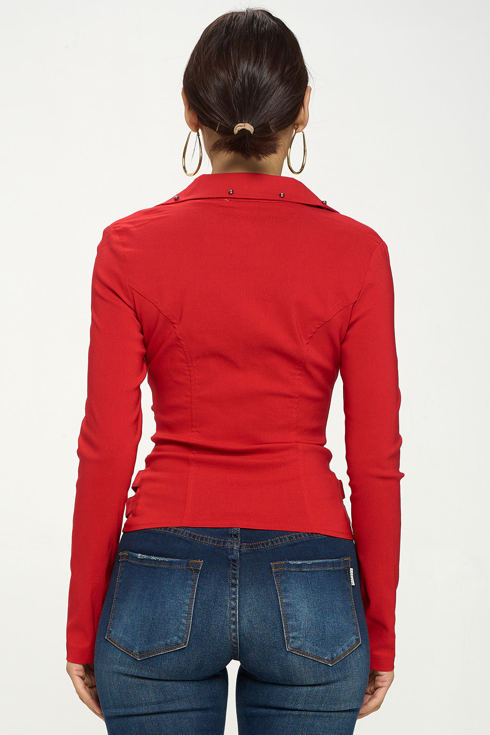 ZIPPER FRONT CLOSURE BUCKLE SIDE DETAILS LONG SLEEVE JACKET – OhYes Fashion