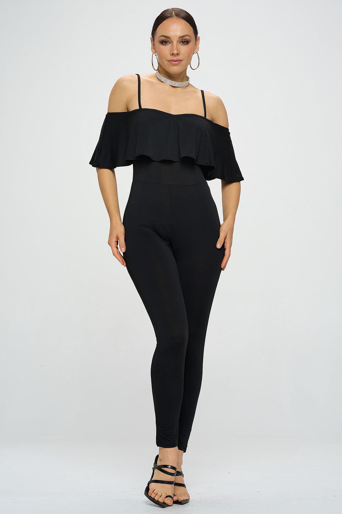 OFF SHOULDER FRILL JUMPSUIT