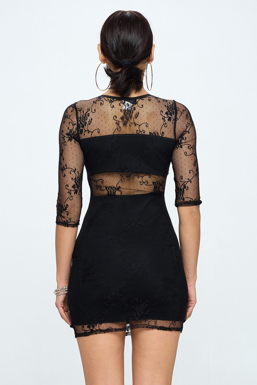 3/4 SLEEVE LACE COVERED DRESS