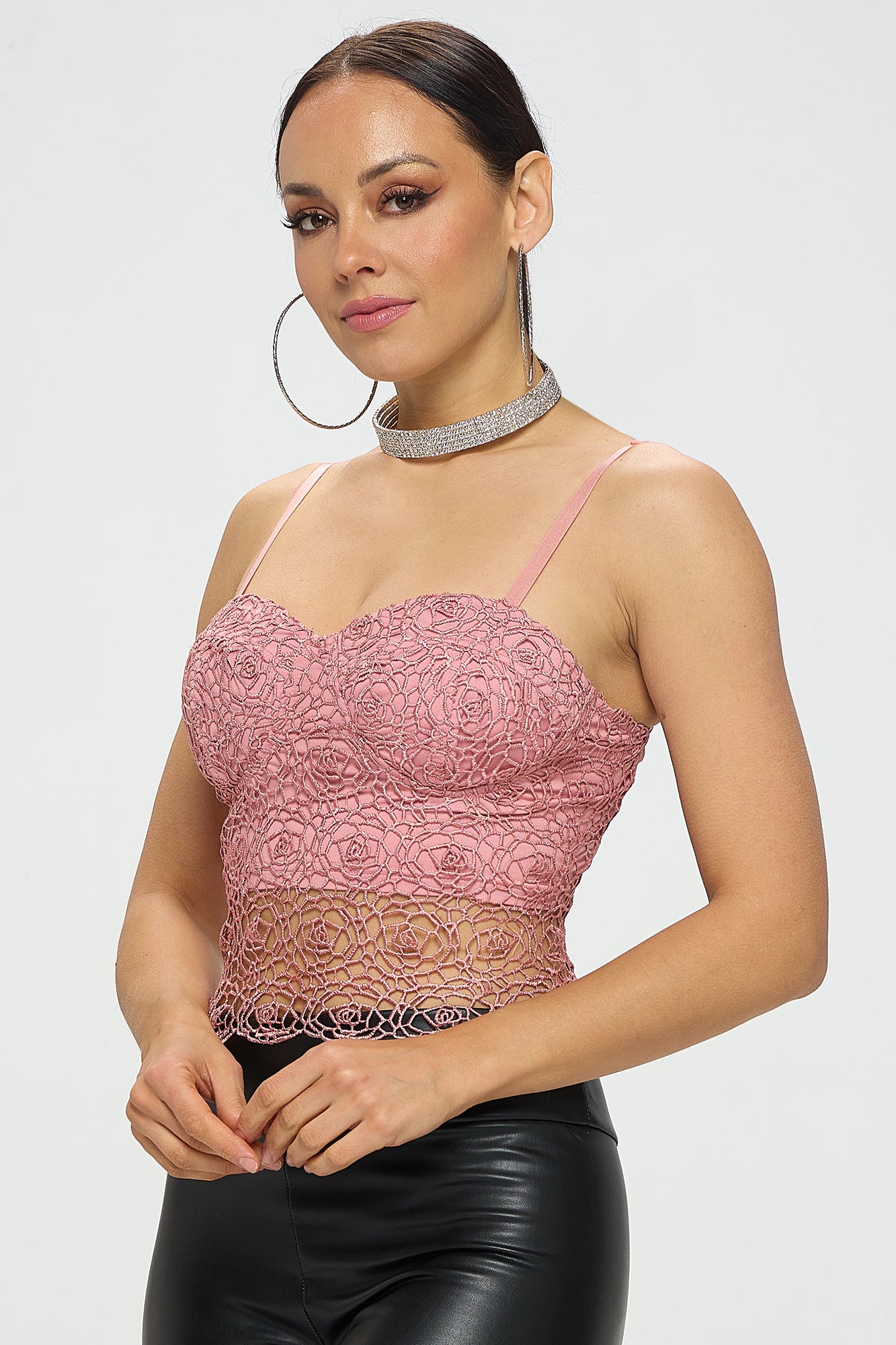 DOUBLE LAYER LACE CROP TOP
