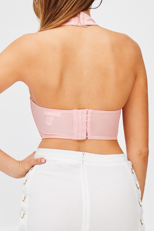 LACE HALTER CROP TOP