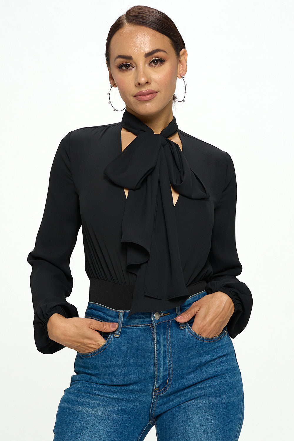 TIE-NECK BLOUSE BODYSUIT