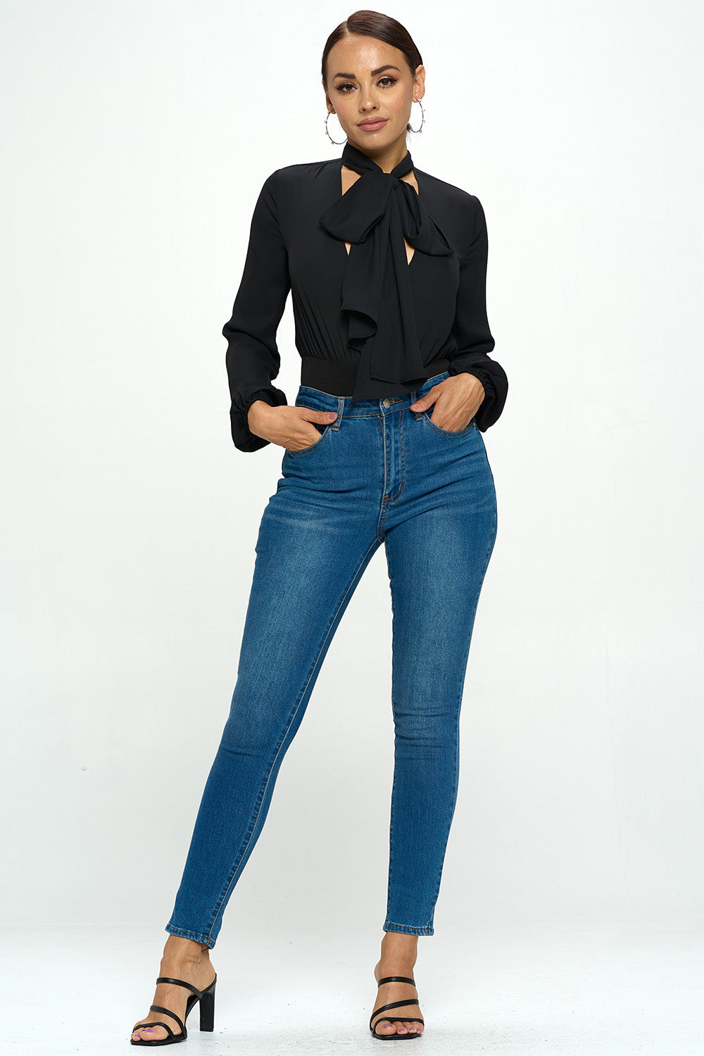 TIE-NECK BLOUSE BODYSUIT