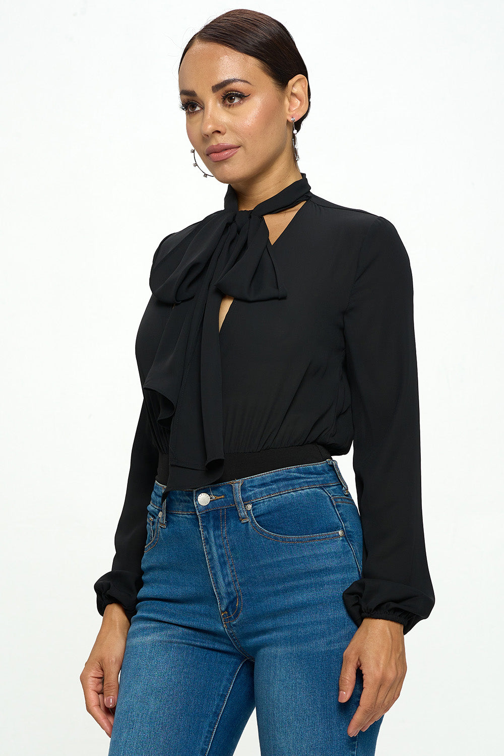 TIE-NECK BLOUSE BODYSUIT