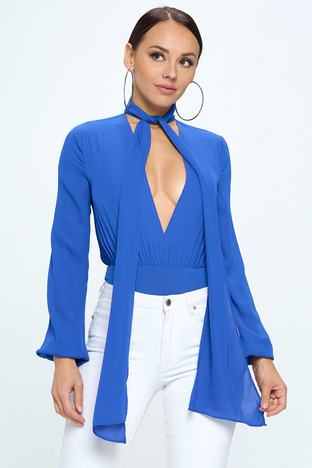 TIE-NECK BLOUSE BODYSUIT