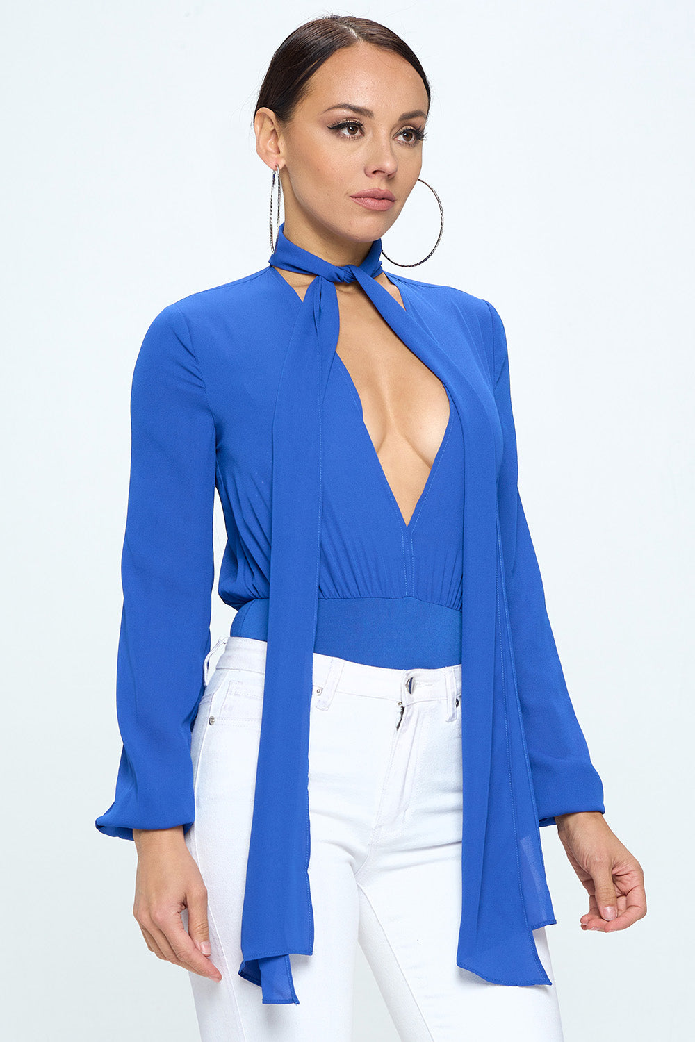 TIE-NECK BLOUSE BODYSUIT