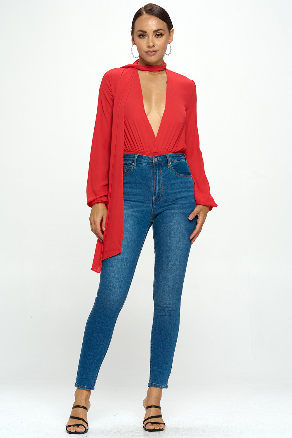 TIE-NECK BLOUSE BODYSUIT