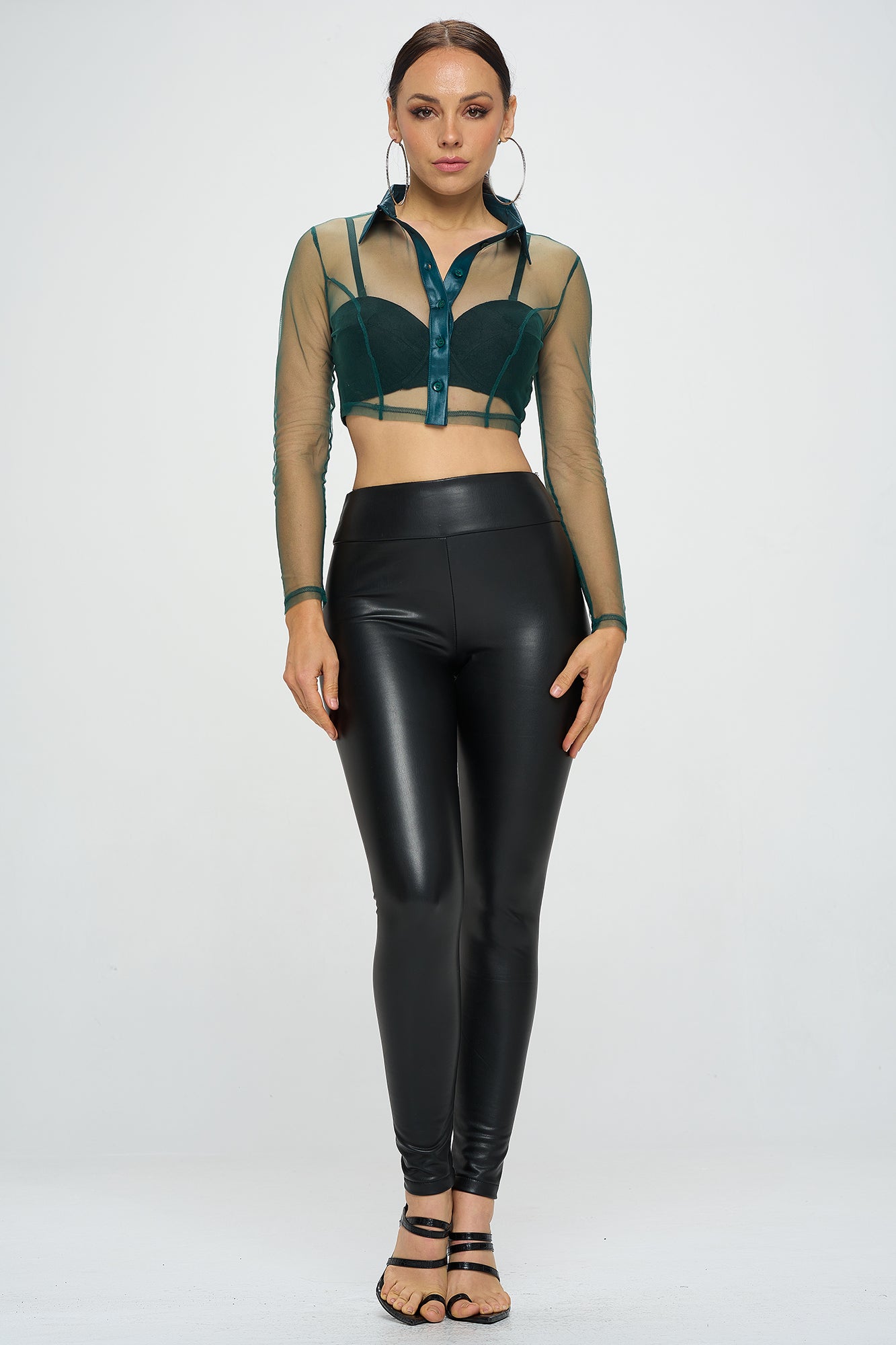 MESH SEE THROUGH BLOUSE CROP TOP