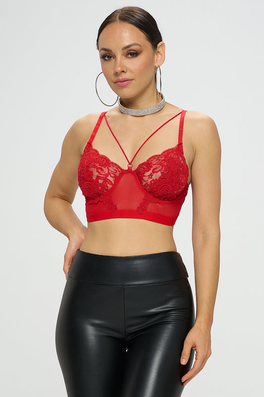 LACE TRIANGLE FRONT RING BRALETTE
