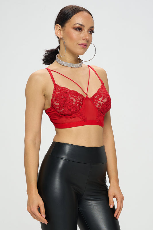 LACE TRIANGLE FRONT RING BRALETTE
