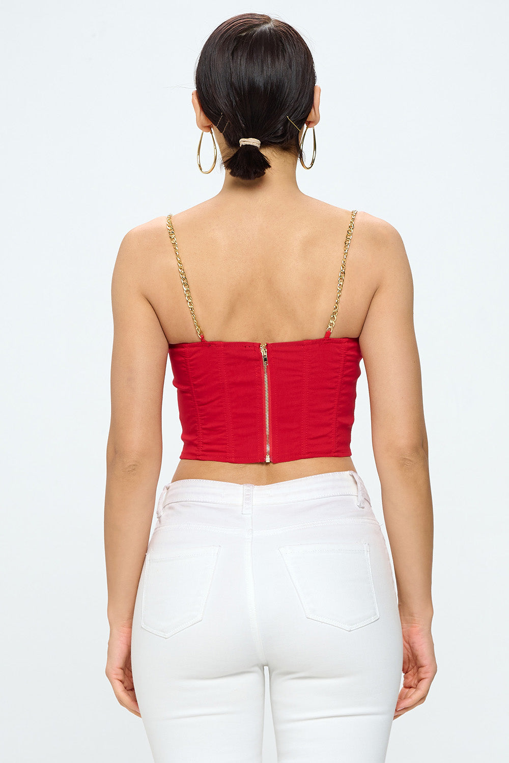 CHAIN STRAP SOLID BUSTIER TOP