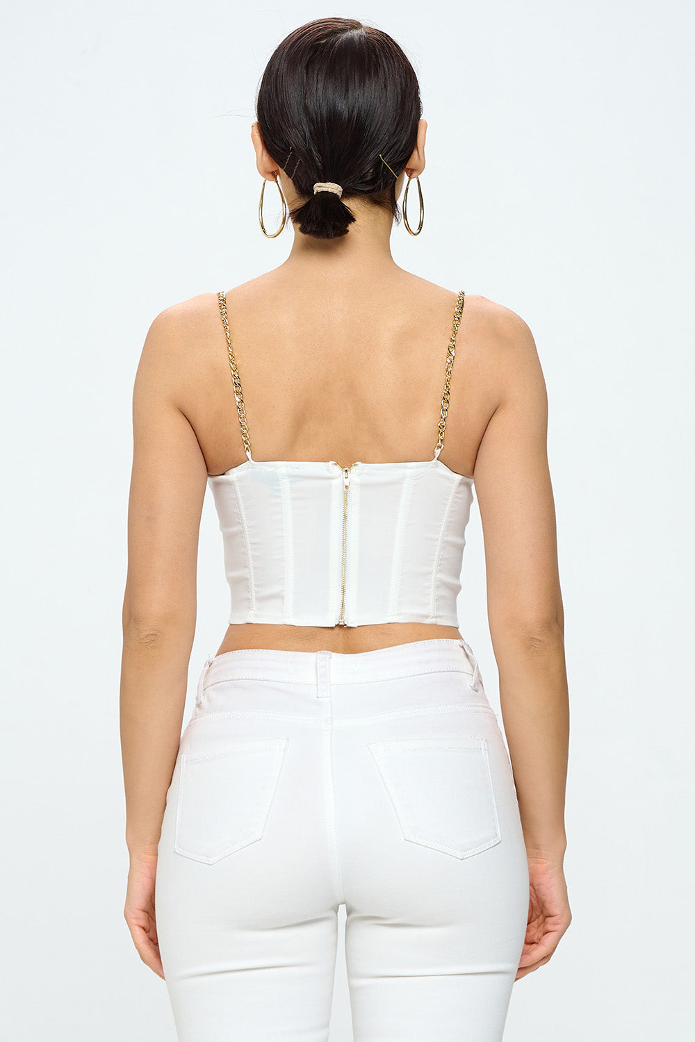 CHAIN STRAP SOLID BUSTIER TOP