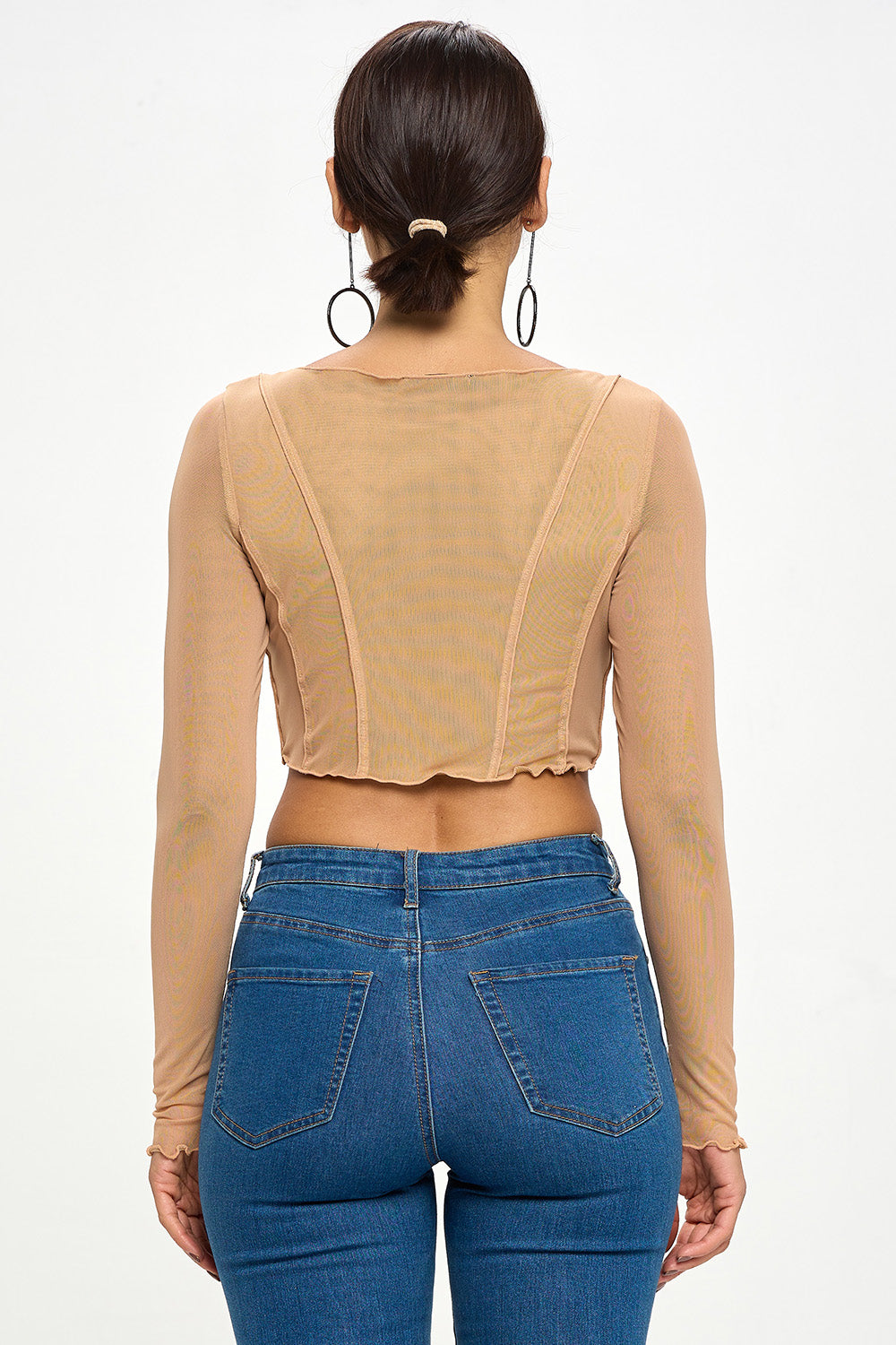 FRONT EYELET CLOSURE LACE UP BACK CORSET CROP TOP