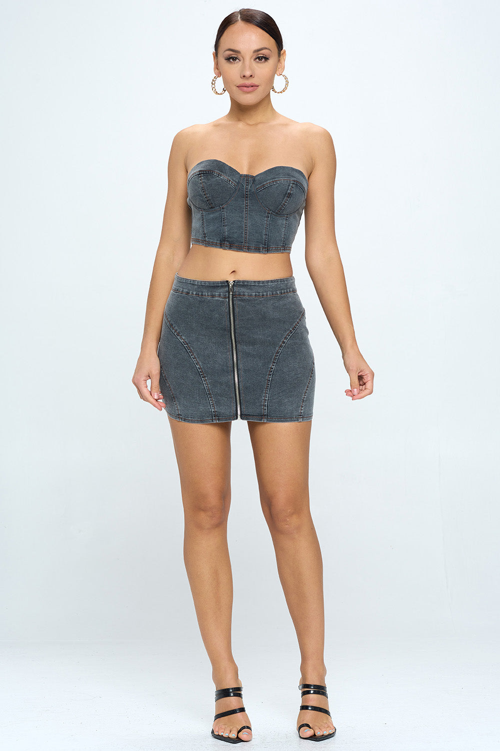 Buy Cotton On A Line Zip Front Denim Skirt online