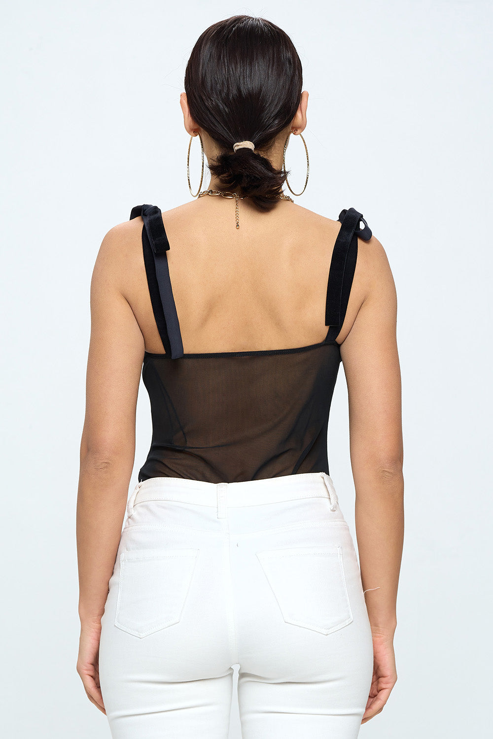 TIE SHOULDER RUCHED BRA BODYSUIT