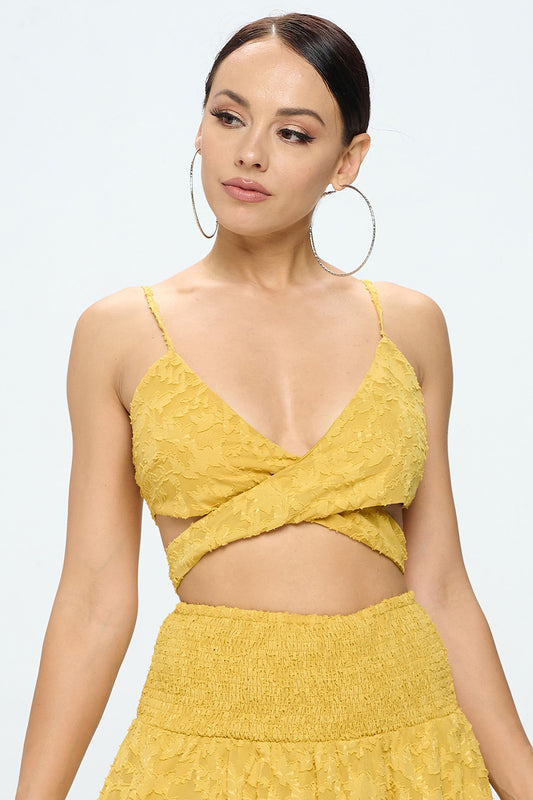 CRISS CROSS TIE WAIST CROP TOP