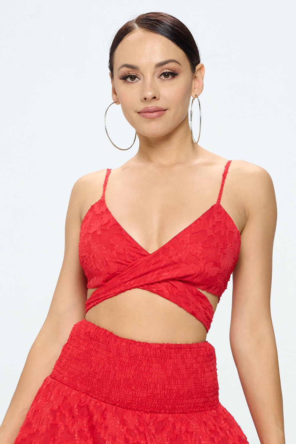 CRISS CROSS TIE WAIST CROP TOP