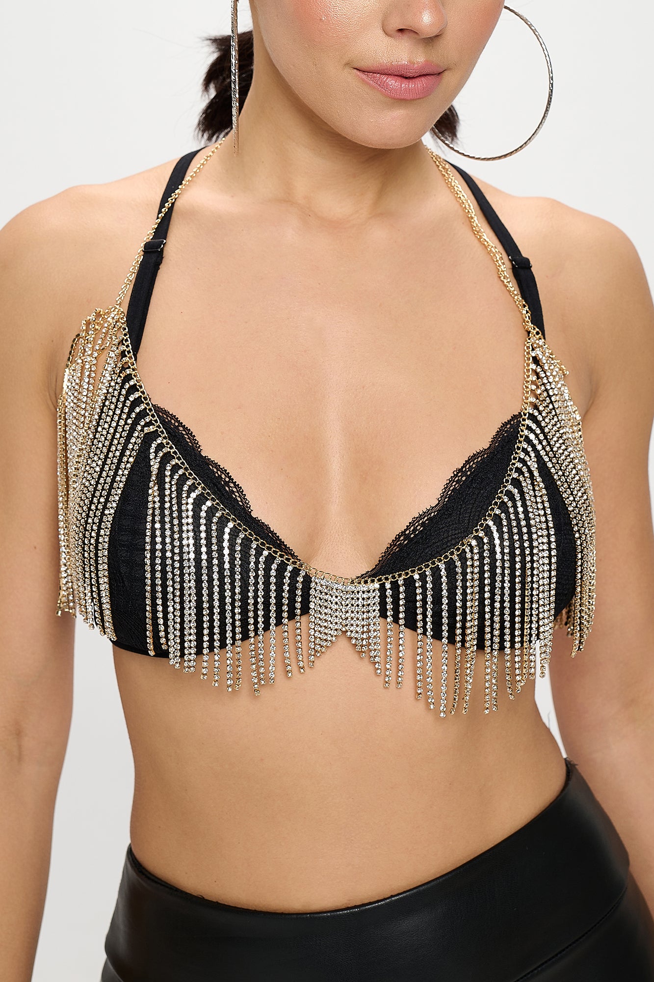 RHINESTONE FRINGE BRALETTE TOP