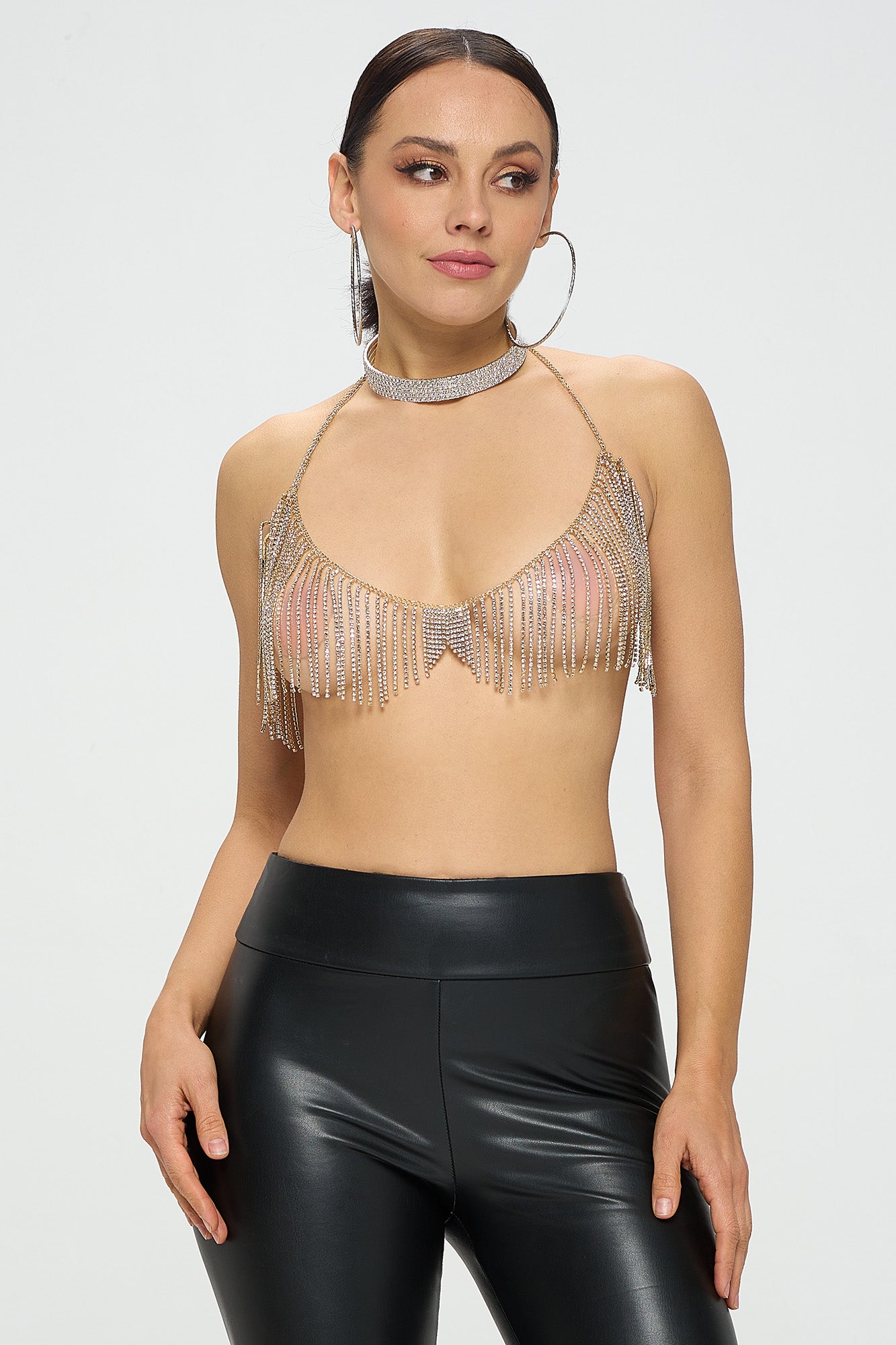 RHINESTONE FRINGE BRALETTE TOP