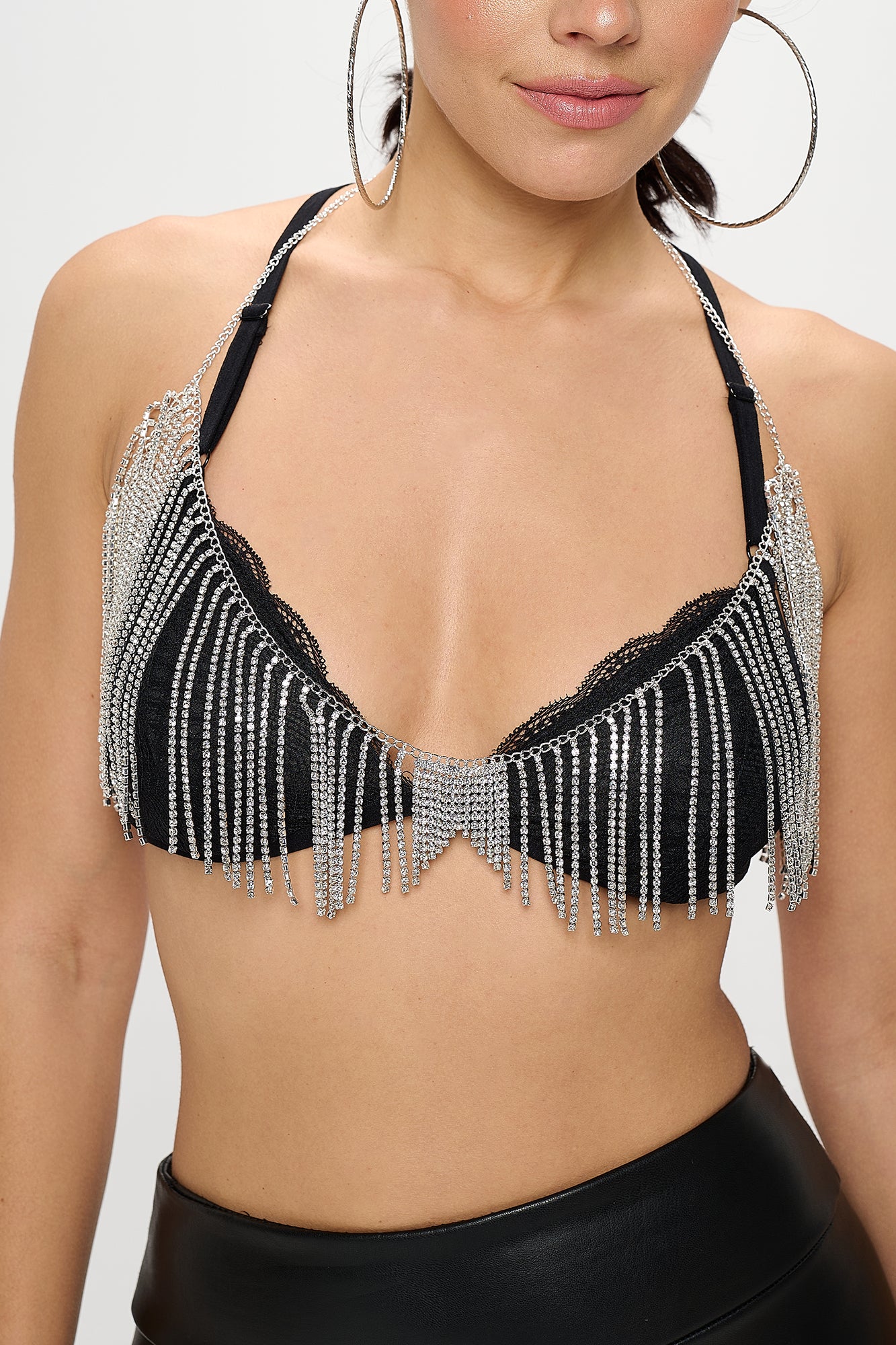 RHINESTONE FRINGE BRALETTE TOP