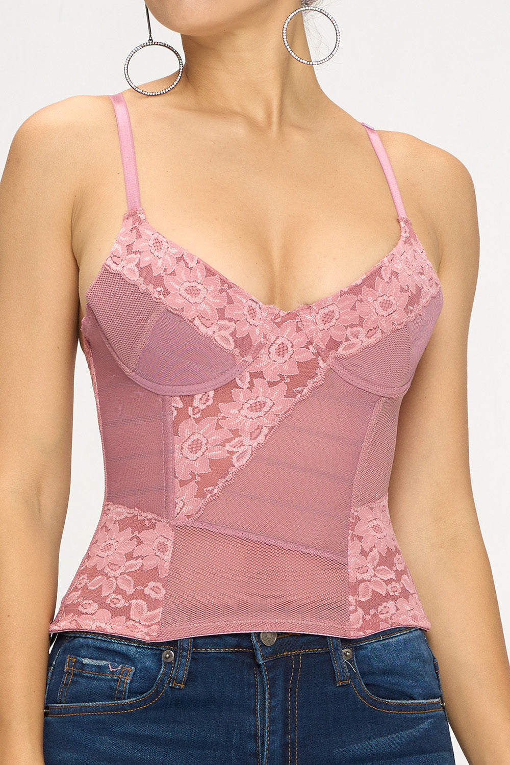 P. LACE BONING MESH CORSET