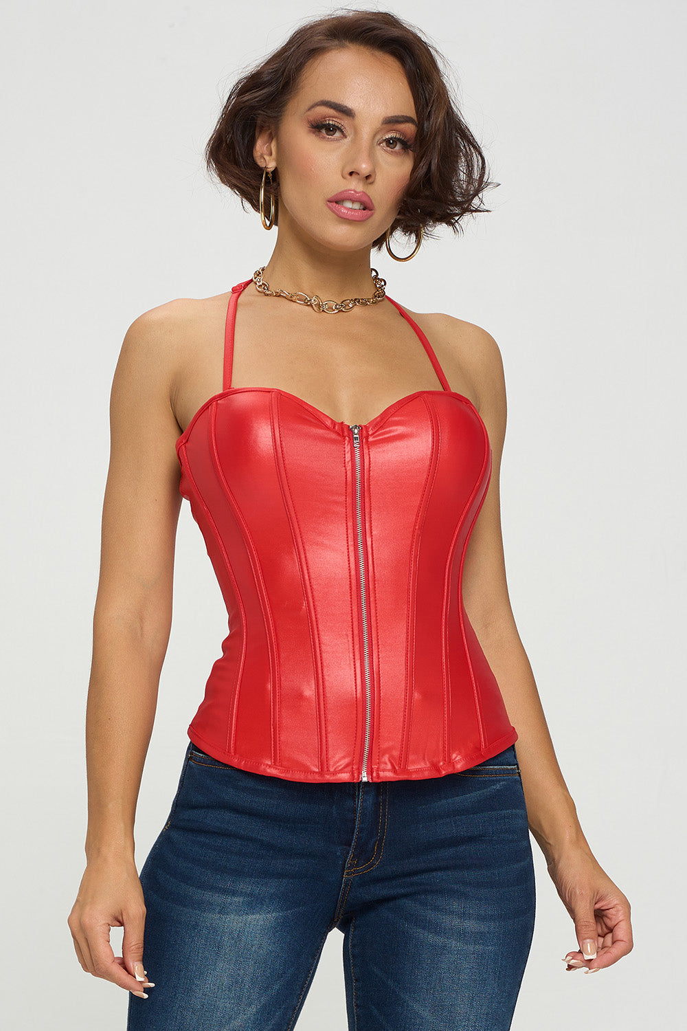 Zipper Front Corset Top, Zipper front corset top featuring …