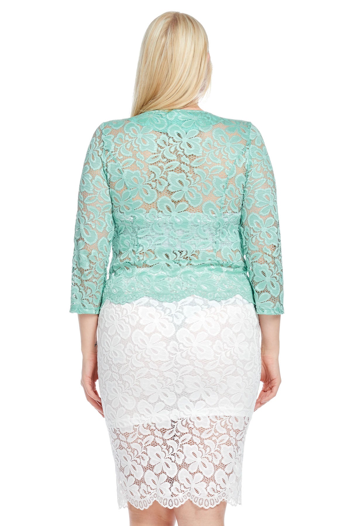 3/4 SLEEVE LACE JACKET PLUS